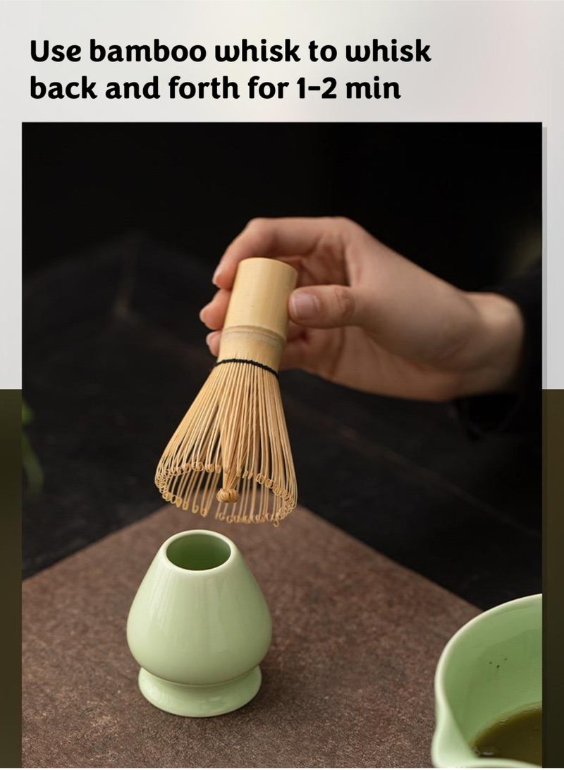 JOYYE 4-piece Japanese Matcha Set, Ceramic Matcha Bowl with pouring spout+Whisk Holder+Bamboo Whisk+Spoon,for Traditional Tea Ceremony-Coarse Ceramic Perfect Handmade Matcha Kit to Prepare Traditional Matcha Tea, 100% Natural Matcha Gift Kit (Pink) - Image 3