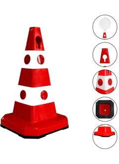 BERRY Berry Safety Traffic Cone 620 MM | Unbreakable Reflective Cone with Cat-Eyes Lenses | High Visibility with Dual Language No Parking Sign (Arabic & English) | Durable PPC Material (RED)  - Image 4
