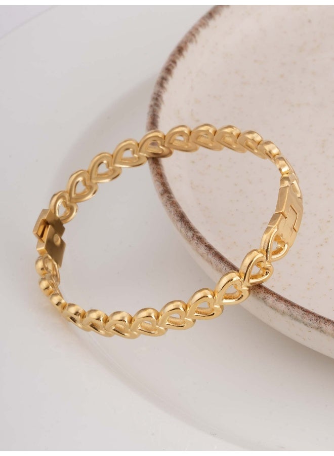 PALMONAS 18k Gold Tone Plated Gold Heart Bangle Bracelet
 for Women - Image 3