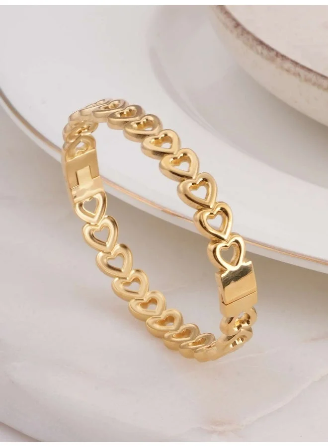 بالموناس PALMONAS Gold Heart Bangle Bracelet for Women | 18K Gold Plated, Waterproof & Anti-Tarnish
