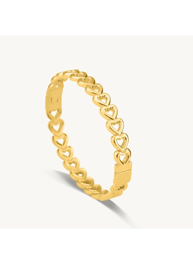 PALMONAS 18k Gold Tone Plated Gold Heart Bangle Bracelet
 for Women - Image 1