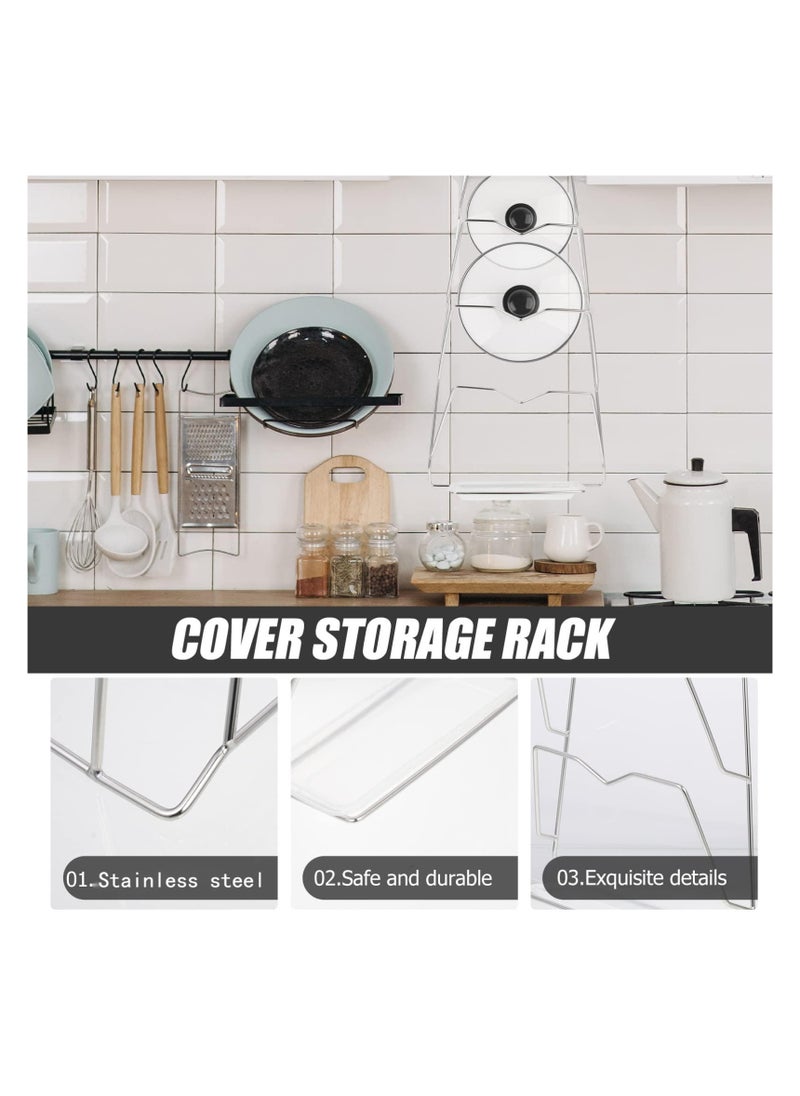 BenQuand Pot Lid Organizer/Lid Storage Holder for Kitchen Wall or Door Cabinets/Stainless Steel Pot Lid Storage Rack/Kitchen Counter top Rack Pot Organizer Storage Rack (3 Tier)  - Image 4