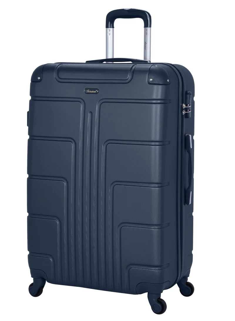 SENATOR Hard Case Travel Bag Extra Large Checked Luggage Trolley ABS Lightweight Suitcase with 4 Spinner Wheels A1012, Navy Blue