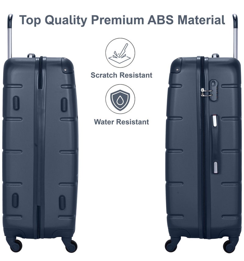 SENATOR Hard Case Travel Bag Extra Large Checked Luggage Trolley ABS Lightweight Suitcase with 4 Spinner Wheels A1012, Navy Blue - Image 3