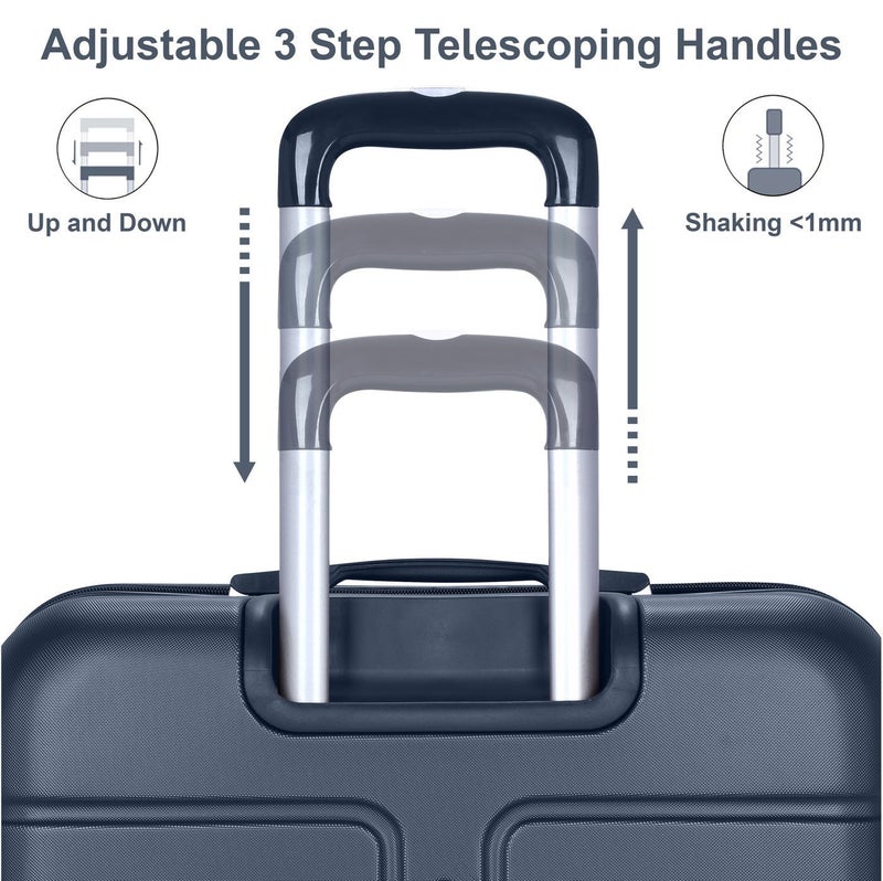 SENATOR Hard Case Travel Bag Extra Large Checked Luggage Trolley ABS Lightweight Suitcase with 4 Spinner Wheels A1012, Navy Blue - Image 4