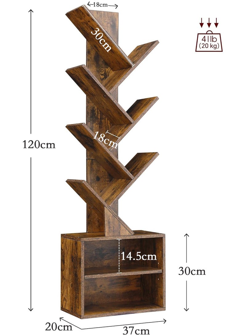 تشولوفز رف كتب بستة طوابق على شكل شجرة، خزانة كتب مدمجة مع خزانة تخزين، منظم رفوف كتب عصري رفيع، رف كتب قائم بذاته لغرفة النوم، غرفة المعيشة، المكتب المنزلي، والزاوية - Image 2