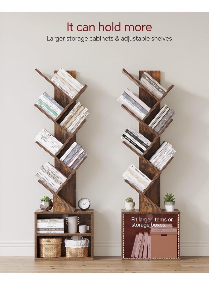 تشولوفز رف كتب بستة طوابق على شكل شجرة، خزانة كتب مدمجة مع خزانة تخزين، منظم رفوف كتب عصري رفيع، رف كتب قائم بذاته لغرفة النوم، غرفة المعيشة، المكتب المنزلي، والزاوية - Image 4