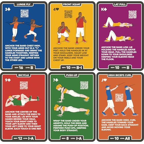 Stack 52 Resistance Band Exercise Cards. Exercise Band Workout Playing Card Game. Video Instructions Included. Home Fitness Training Program for Elastic Rubber Stretch Band Sets. (Updated Deck) - Image 3