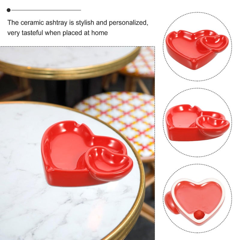 White Ceramic Heart Shaped Ashtray Cigar Holder Home Office Ornament Gift - Image 5
