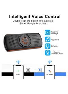 KASTWAVE Bluetooth Handsfree Speakerphone for Cell Phone, Wireless Car Kit Music Player Adapter with Back-Clip Portable Bluetooth Speaker for Home Sport Outdoor, Work with Siri Google Assistant TF Card  - Image 3