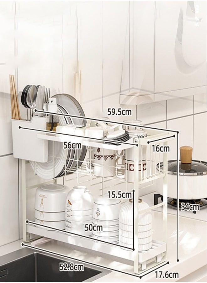 Generic Kitchen double-layer multifunctional cutlery rack  - Image 1
