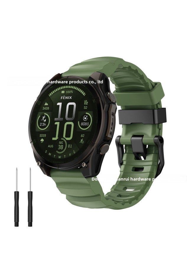 Suitable For Garmin Watch Fenix8 Silicone Sports Strap Fenixe/7/6/5 Wild Trail Outdoor Breathable Wristband 