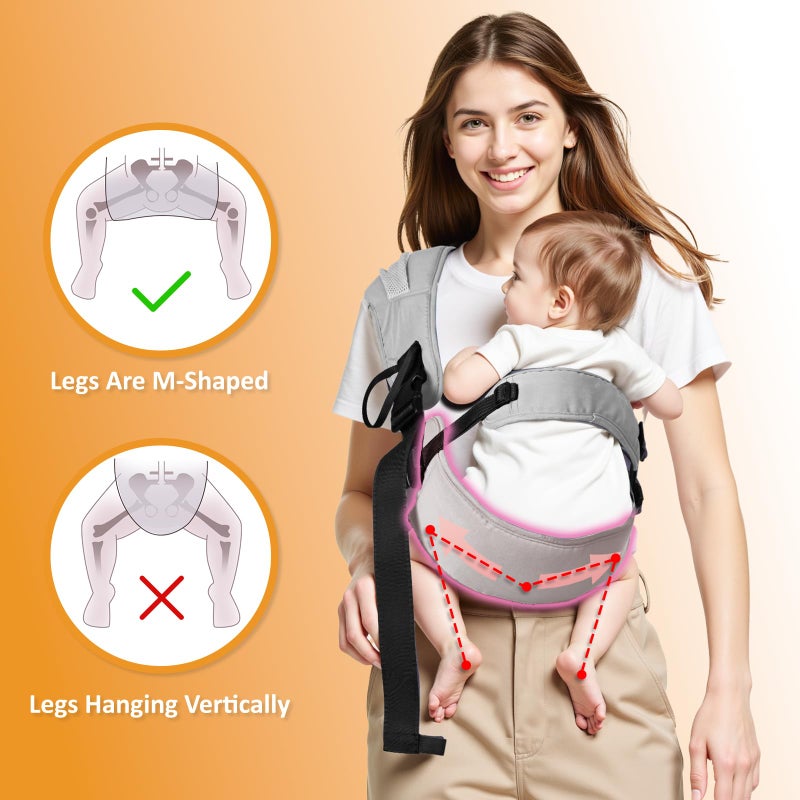 Funito Toddler Carrier Sling for Newborn to Toddler, Ring Sling Baby Carrier 15â€“55 lbs with Breathable & Anti-Slip Seat Cushion for Comfort, Lightweight Travel-Friendly (Light Gray) - Image 3