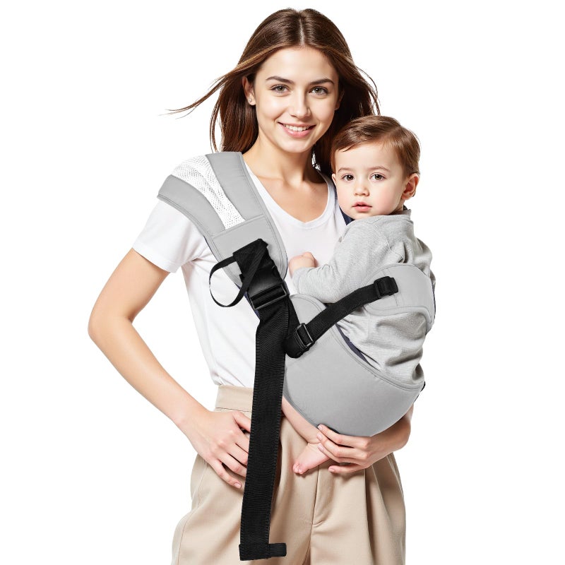 Funito Toddler Carrier Sling for Newborn to Toddler, Ring Sling Baby Carrier 15â€“55 lbs with Breathable & Anti-Slip Seat Cushion for Comfort, Lightweight Travel-Friendly (Light Gray) - Image 1