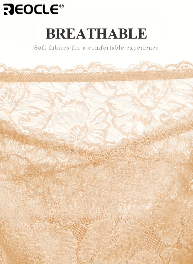 REOCLE 2PCS Women's High Waisted Tummy Control Cotton Briefs with Antibacterial Soft Lace Trim Butt Lifting and Shaping Elegant Lace Underwear for Everyday Comfort - Image 5