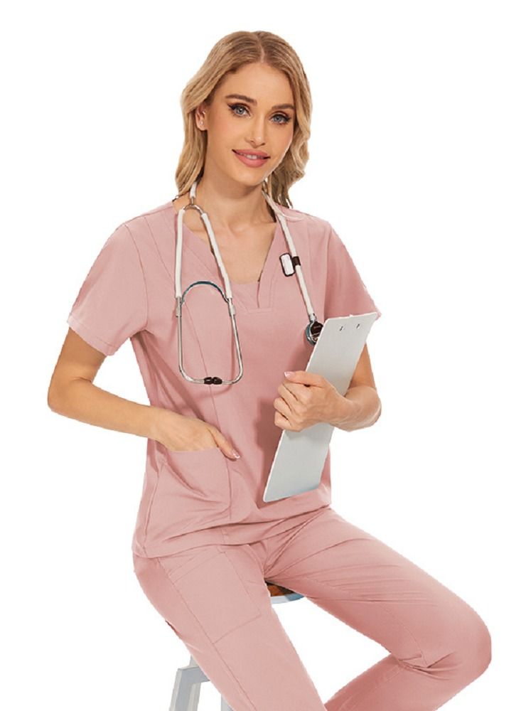 Gasin Medical Scrub Women's Medical Scrub Pink Medical Uniform  - Image 2