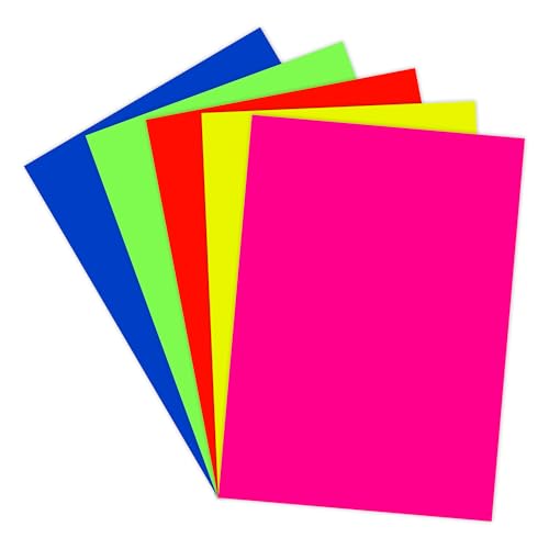 Lakeer A4 Fluorescent Color Paper Colour, 100 Sheets 120 GSM Pack for Art & Craft, Decoration, Copy Printing Sheets Origami Folding, DIY Craft Smooth Finish Home, School, Office Stationery - Image 1