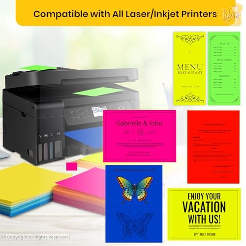 Lakeer A4 Fluorescent Color Paper Colour, 100 Sheets 120 GSM Pack for Art & Craft, Decoration, Copy Printing Sheets Origami Folding, DIY Craft Smooth Finish Home, School, Office Stationery - Image 5