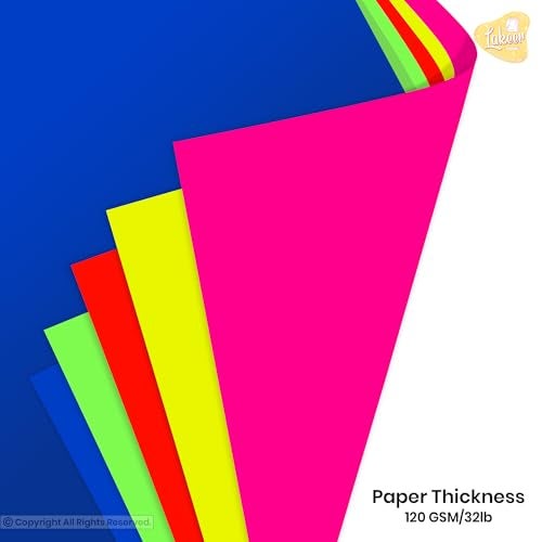 Lakeer A4 Fluorescent Color Paper Colour, 100 Sheets 120 GSM Pack for Art & Craft, Decoration, Copy Printing Sheets Origami Folding, DIY Craft Smooth Finish Home, School, Office Stationery - Image 4