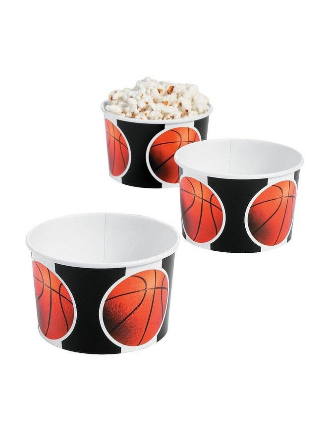 Fun Express Basketball Snack Bowls (Set Of 12) Tournament And Sports Party Supplies  - Image 1