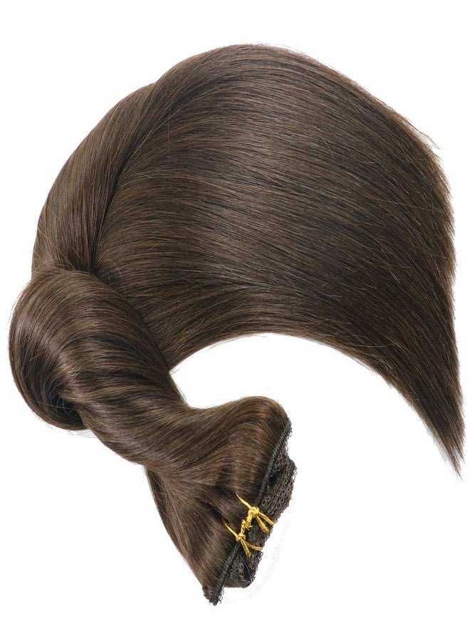 Eufficco Real Human Remy Hair Lace Clip In Hair Extensions 16inch Finsih at 16.5inch 100g 7pcs Color #2 Dark Brown Double Wefted Thick Ends Silky Soft Long Lifespan Tangle Free Human Hair Extensions - Image 2