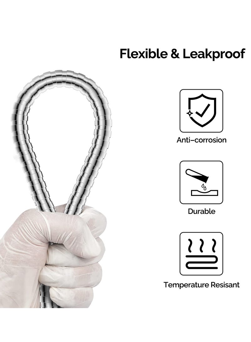 جومو حبل دش 3 متر، حبل دش مرن 360 درجة مضاد للالتواء من الفولاذ المقاوم للصدأ 304، حبل دش بديل لحوض الاستحمام والبديت، حبل طويل إضافي، كروم - Image 2