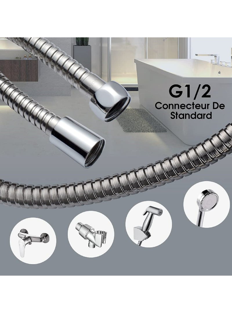 جومو حبل دش 3 متر، حبل دش مرن 360 درجة مضاد للالتواء من الفولاذ المقاوم للصدأ 304، حبل دش بديل لحوض الاستحمام والبديت، حبل طويل إضافي، كروم - Image 4