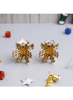 Webelkart Webelkart Premium Laser Cut Snowflake Tealight Candle Holder for Home and Table Decor | Christmas tealight Holder for Home and Dining Room Decor (Set of 2-3.5" Inches) Gold  - Image 2