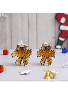 Webelkart Webelkart Premium Laser Cut Snowflake Tealight Candle Holder for Home and Table Decor | Christmas tealight Holder for Home and Dining Room Decor (Set of 2-3.5" Inches) Gold  - Image 1