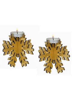 Webelkart Webelkart Premium Laser Cut Snowflake Tealight Candle Holder for Home and Table Decor | Christmas tealight Holder for Home and Dining Room Decor (Set of 2-3.5" Inches) Gold  - Image 4