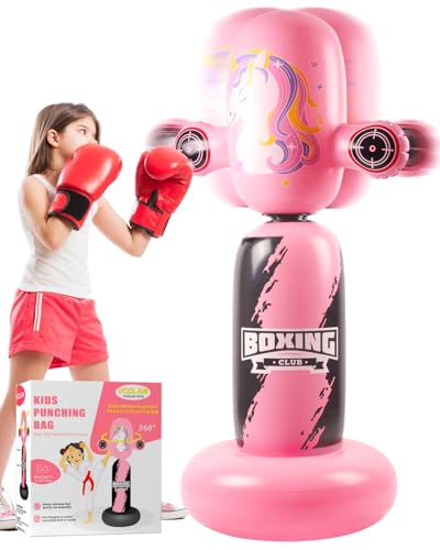 VCOLAN Punching Bag for Kids63inch Kid Punching BagNew Upgraded 360Rotating Inflatable Boxing Bag Toy Christmas Birthday Gift for Girls Age 312 - Image 1