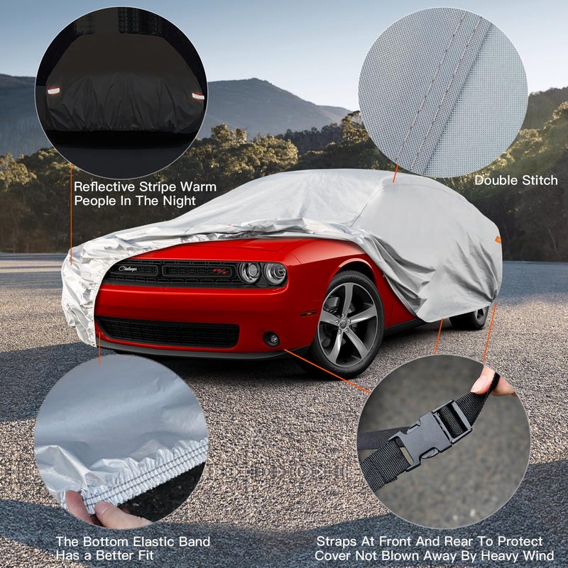 Kayme Car Cover Waterproof All Weather for Large Sedan,Outdoor Cover Fit for Ford Crown Victoria, Cadillac DTS, Grand Marquis, Lincoln Continental Town Car, Chevy Impala Caprice (209 to 218 inch) - Image 3