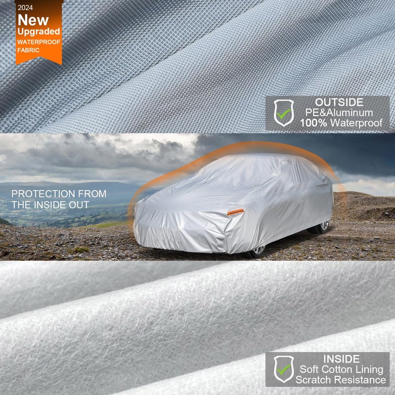 Kayme Car Cover Waterproof All Weather for Large Sedan,Outdoor Cover Fit for Ford Crown Victoria, Cadillac DTS, Grand Marquis, Lincoln Continental Town Car, Chevy Impala Caprice (209 to 218 inch) - Image 2