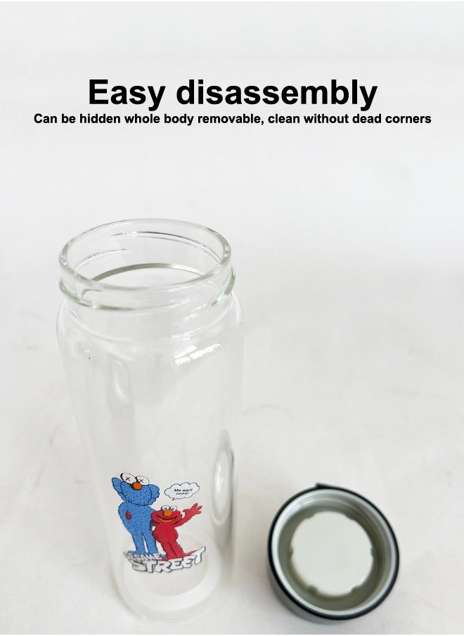 Drinking Bottles With Lid Handle Portable Drinkware Water Glass Bottle