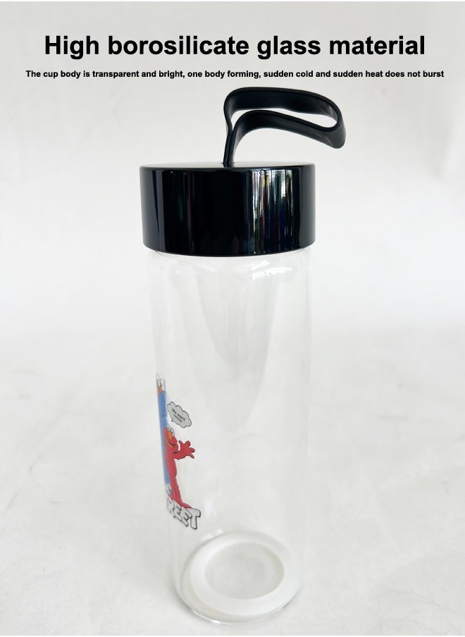 Drinking Bottles With Lid Handle Portable Drinkware Water Glass Bottle
