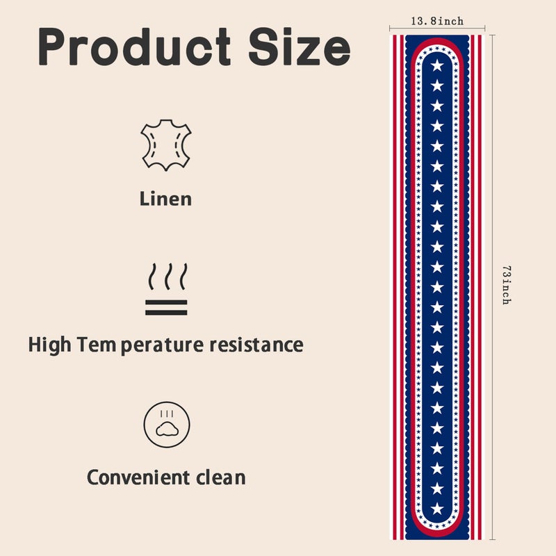 OHOME 4th of July Decorations - Patriotic USA Stars Table Runner for Home | Memorial Day Decorations - 250 America Anniversary Fourth of July Accessories Decor Party Supplies Indoor Outdoor - Image 2
