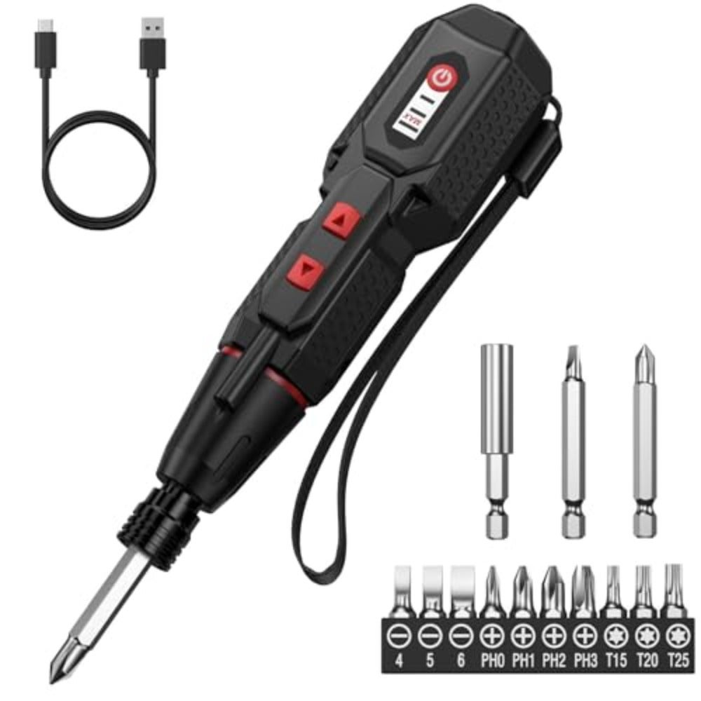 Electric Cordless Screwdriver, Upgraded Rechargeable Screwdriver Set with 13 Bits, 3 Torque Settings, Dual LED Lights, Ideal for Daily Home Maintenance, DIY Projects, Electronics, Furniture, Bicycle