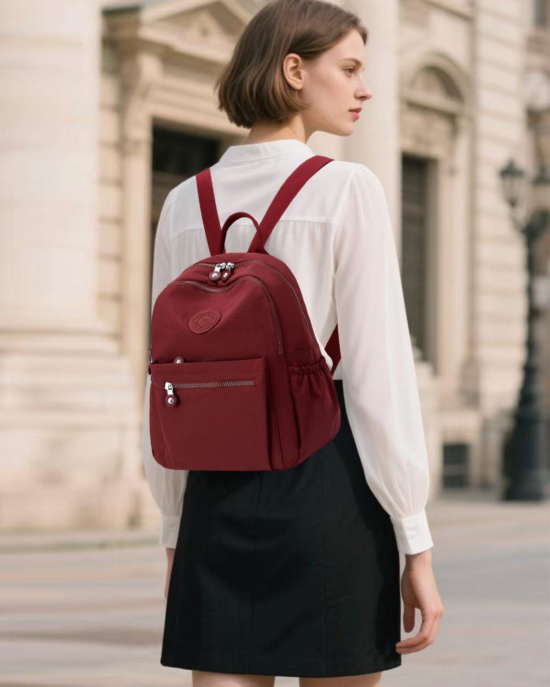 Tanweibago Mini Nylon Women Backpacks,11L Small Ladies backpacks Casual Lightweight Women Shopping Travel Daypack (Wine Red) - Image 5