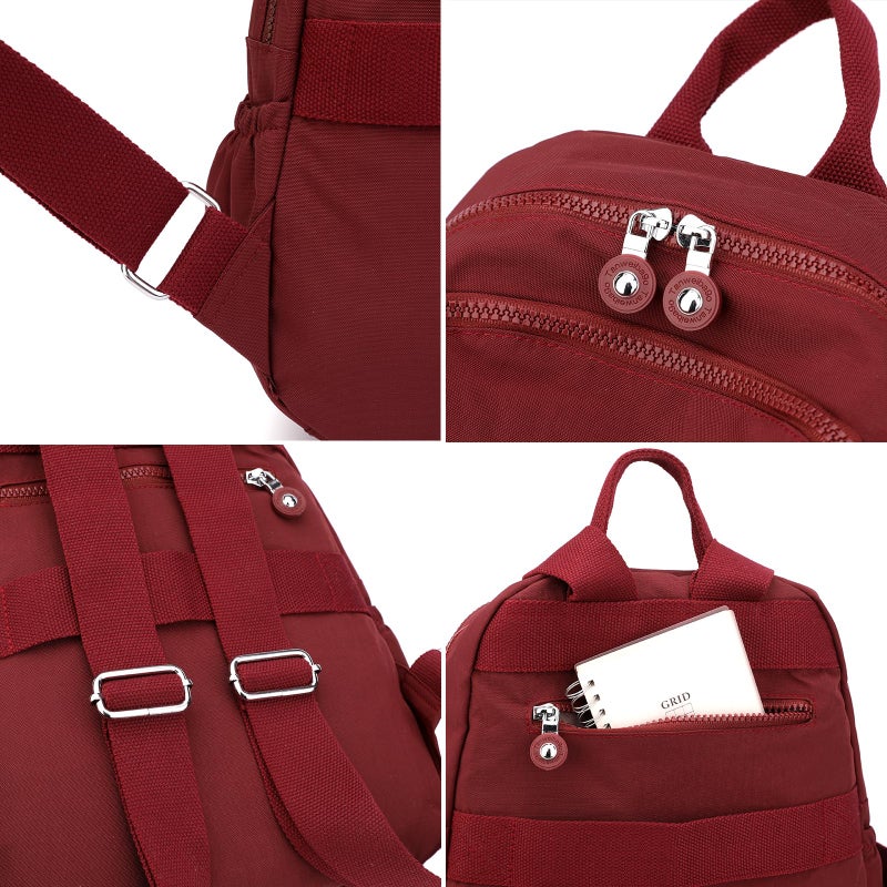 Tanweibago Mini Nylon Women Backpacks,11L Small Ladies backpacks Casual Lightweight Women Shopping Travel Daypack (Wine Red) - Image 3