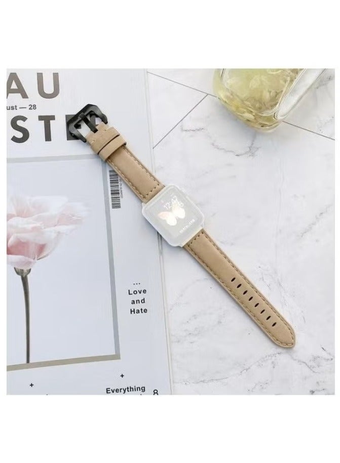 vesus Big Head Buckle Replacement Watchbands For Apple Watch Series 7 45mm/6 & SE & 5 & 4 44mm/3 & 2 & 1 42mm Beige