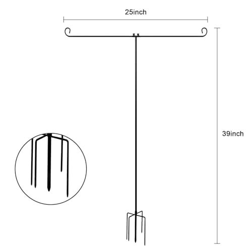 ESTTOP Heavy Duty Garden Flag Holder Stand Metal Iron Stand with 5 Prong Base for Double Flags Suitable for Outside or Garden Patio Yard Decor - Image 2