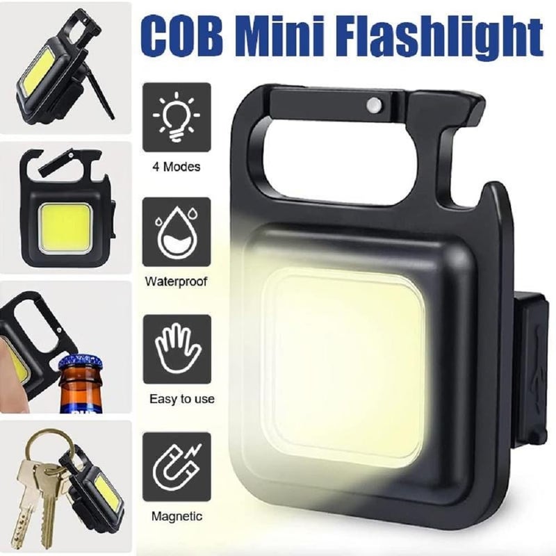 Arush Group Small LED Flashlight COB Rechargeable Keychain Mini Flashlight 3 Light Modes Portable Pocket Light with Magnet Base for Fishing Walking Camping COB Small FlashlightSet of 1 - Image 3