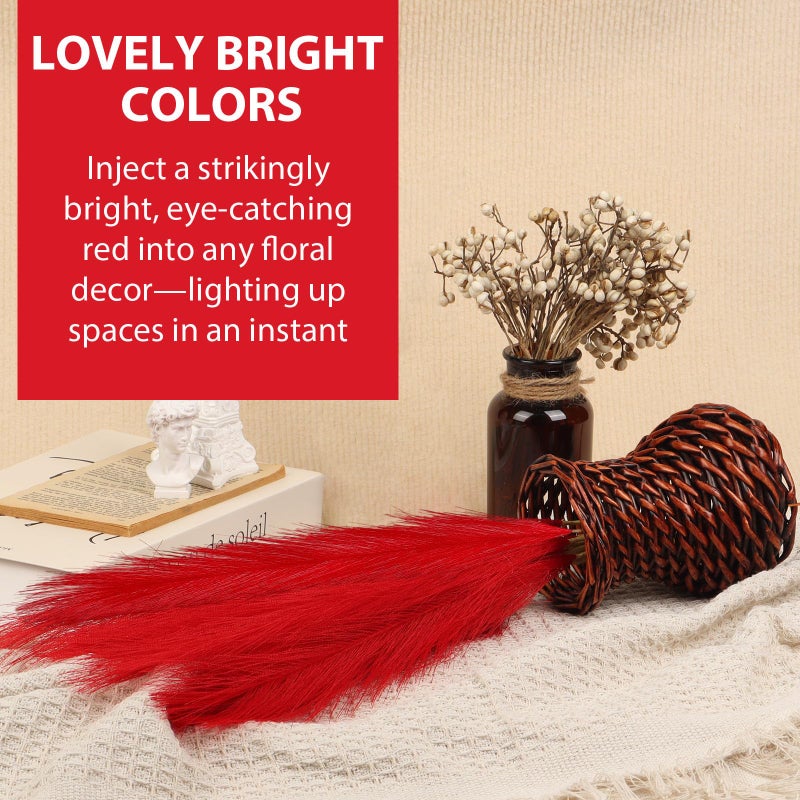 JOLYEAK 30pcs Pampas Grass Decor,21" Artificial Pompous Grass Bulk,Small Vase Filler Pompas Grass for Home Wedding Living Room Wall Party Decoration (Red) - Image 4