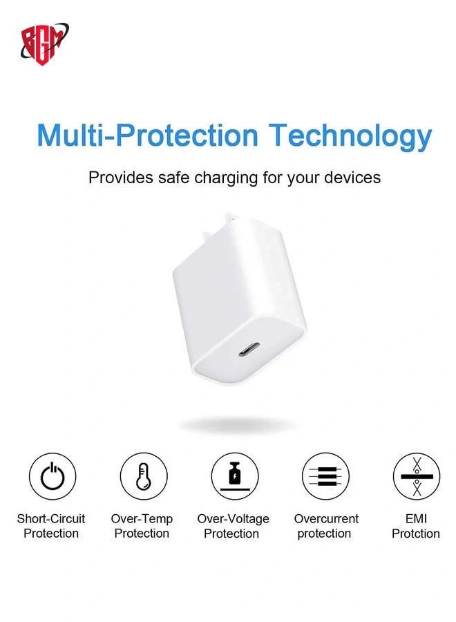 20W PD Charger for iPhone 14 | iPhone 14 Pro with Charger Adapter with C Type Cable Compatible for iPhone 13 Charger | iPhone 12 | iPhone 11 | iPhone X | 8 Series and Later(Adapter+Cable)-White