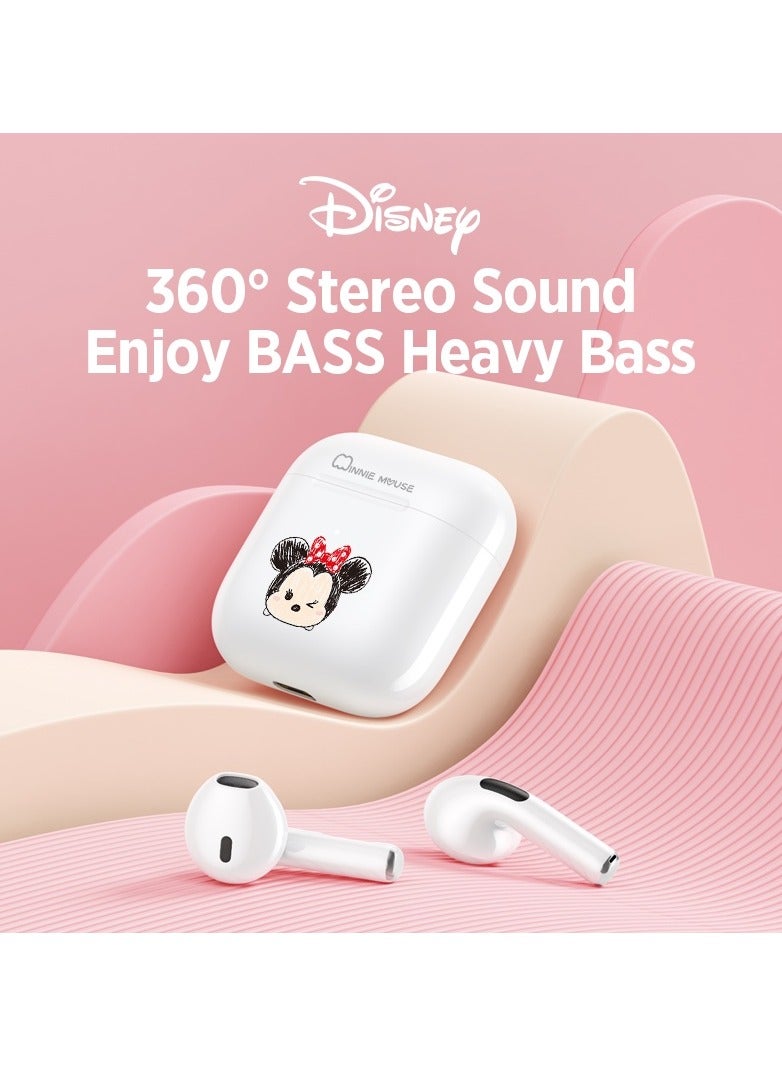 Disney Wireless Kids Headphones F12 TWS Bluetooth 5.2 Earbuds Headsets White Mickey，Sensitive Microphone, Fast Charging, HIFI Bass, AAC High-Definition Audio Decoding  - Image 4