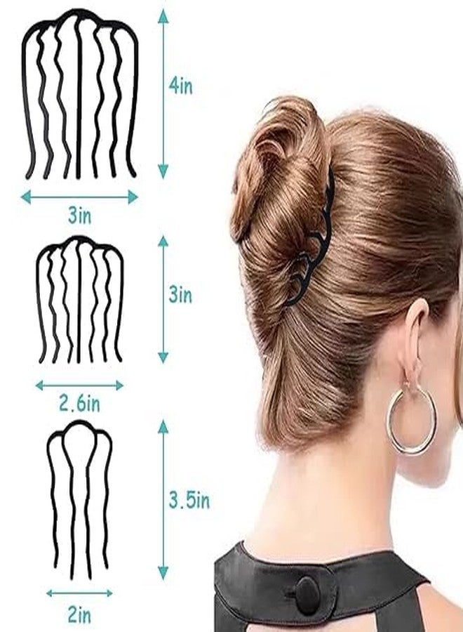 Dazzliq Black Hair Fork Bun Clips With U-Shaped Pins Side Comb & Stick Easy For Women Accessories Buns,Perfect Clip Updo Double Folk Clamp Teeth Pin Stick-6Pcs - Image 2