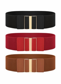 3 Pieces Women Wide Belt Elastic Cinch Waistband Stretch Dress Belt for Ladies