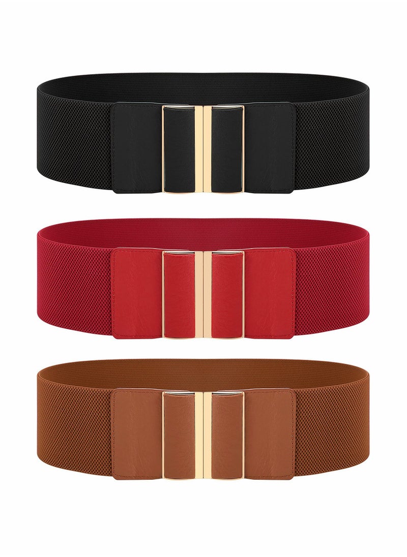 SYOSI - 3 Pieces Women Wide Belt Elastic Cinch Waistband Stretch Dress Belt for Ladies - Image 1