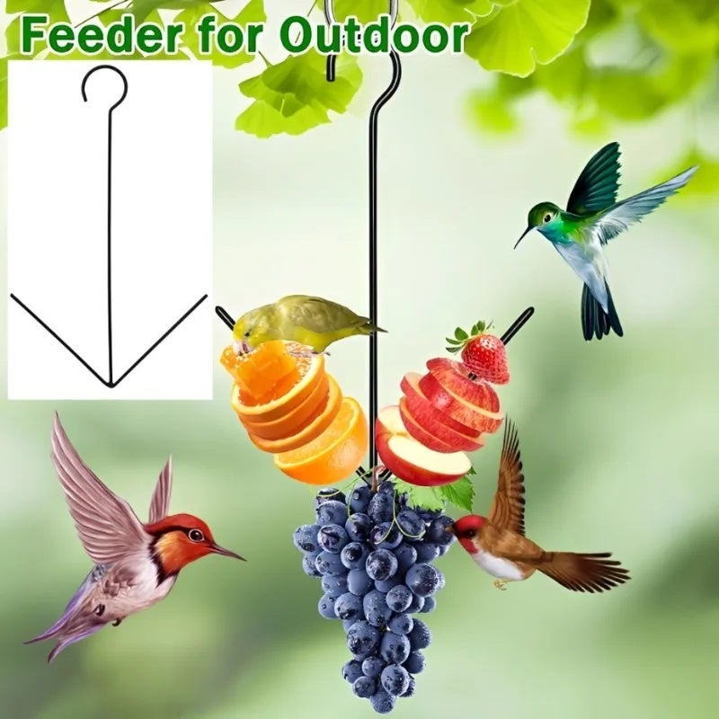 3/1PCS Hanging Fruit Feeders for Outdoor Gardens Yards Black Iron Double Fork Bird Feeder Oriole Hummingbird Bird Food Holder - Image 2