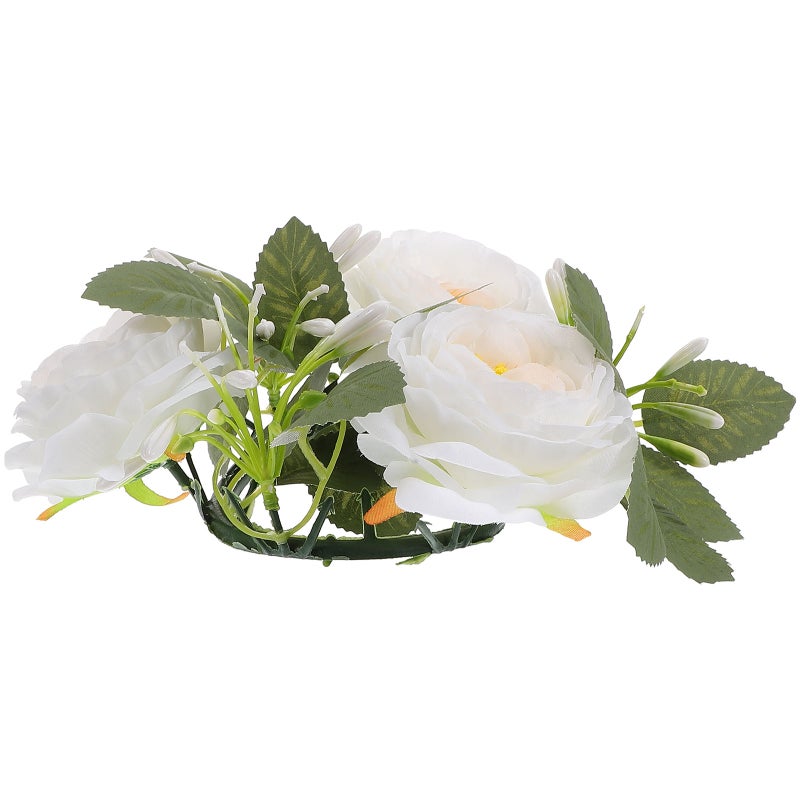 2pcs Candle Artificial Flower Leaves Candle Wreath Table Centerpiece Candle Wreath - Image 3